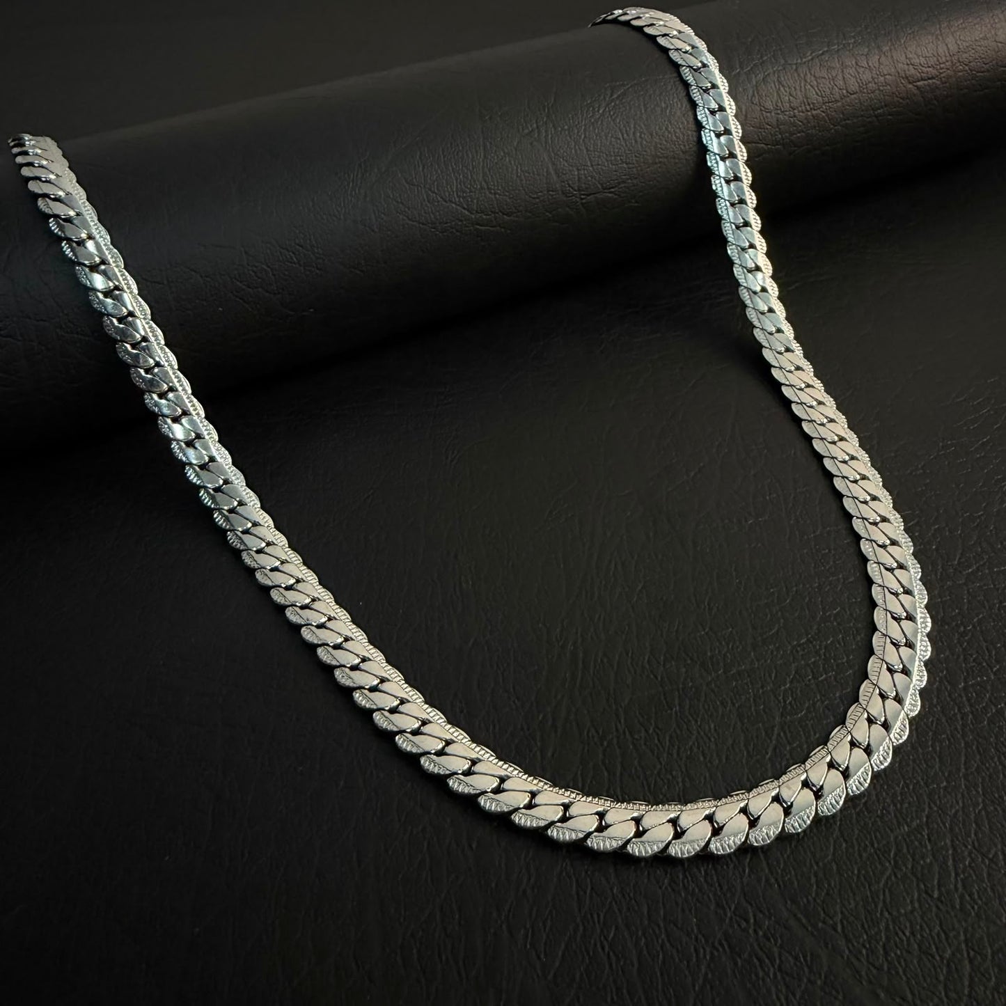 8mm Silver Miami Link Neck Chain For Men