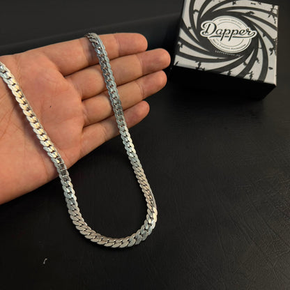 8mm Silver Miami Link Neck Chain For Men