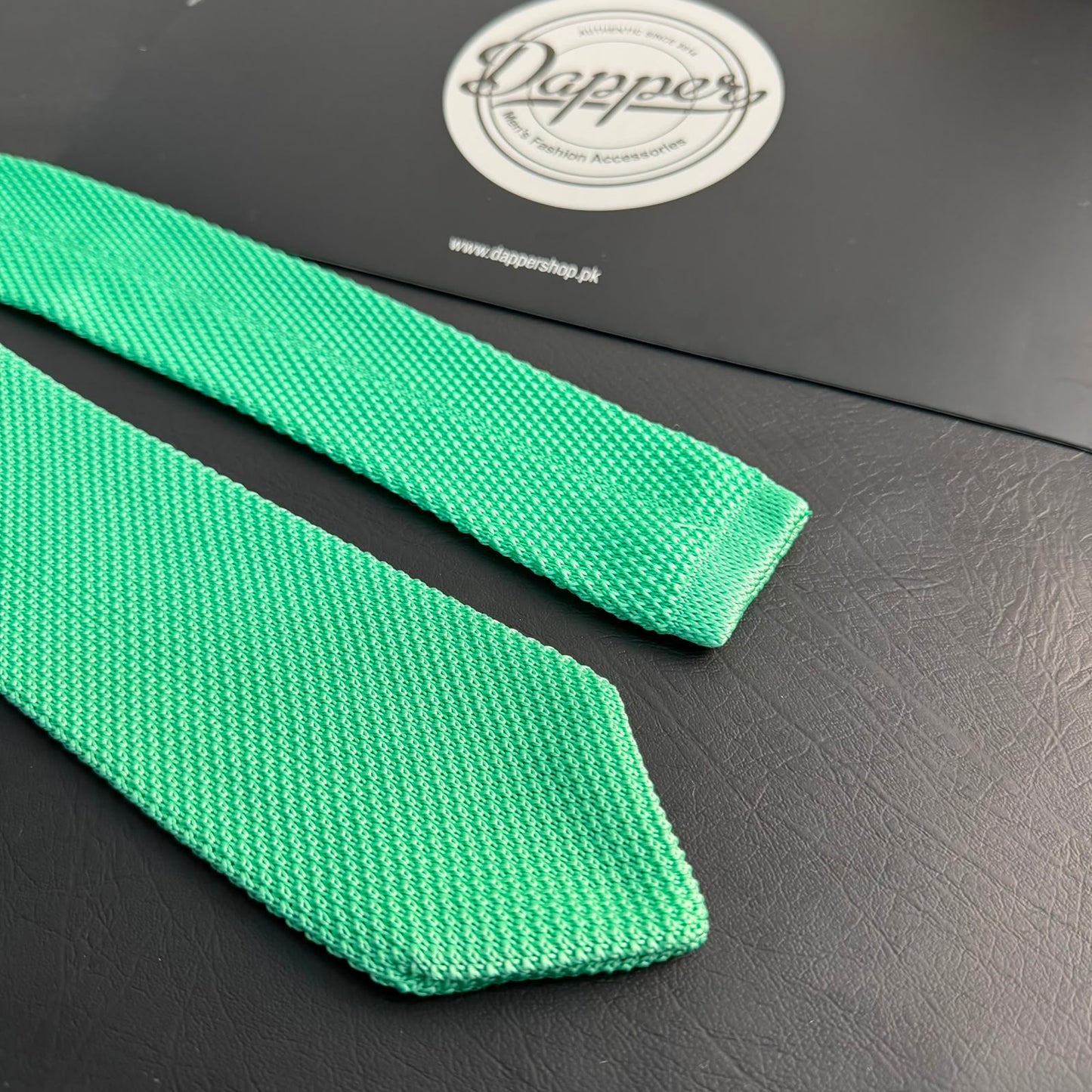 Premium Mint Green Pointed Knitted Tie For Men