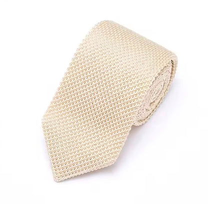Premium Ivory Pointed Knitted Tie For Men (Off White)