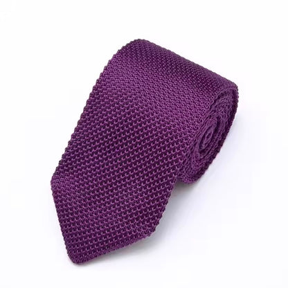 Premium Deep Plum Pointed Knitted Tie For Men (Eggplant)