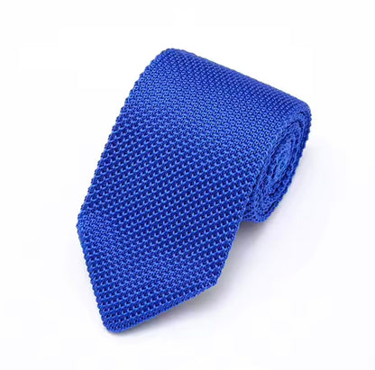 Premium Royal Blue Pointed Knitted Tie For Men