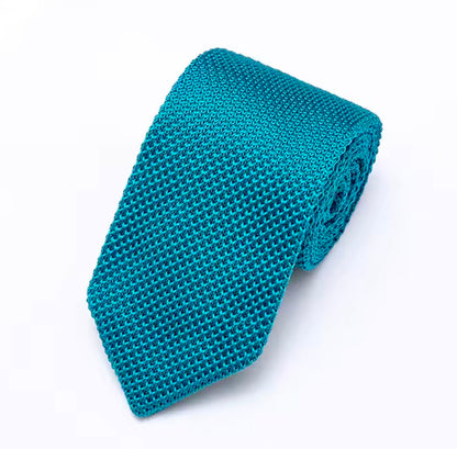 Premium Sea Green Pointed Knitted Tie For Men (Dark Teal)