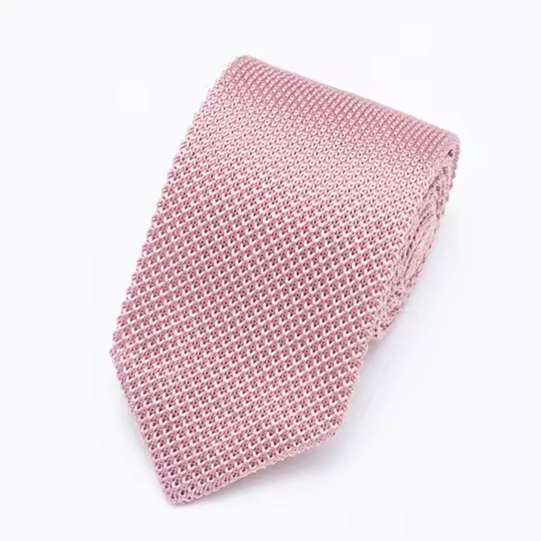 Premium Dusty Rose Pink Pointed Knitted Tie For Men (Mauve)