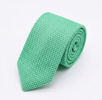 Premium Mint Green Pointed Knitted Tie For Men
