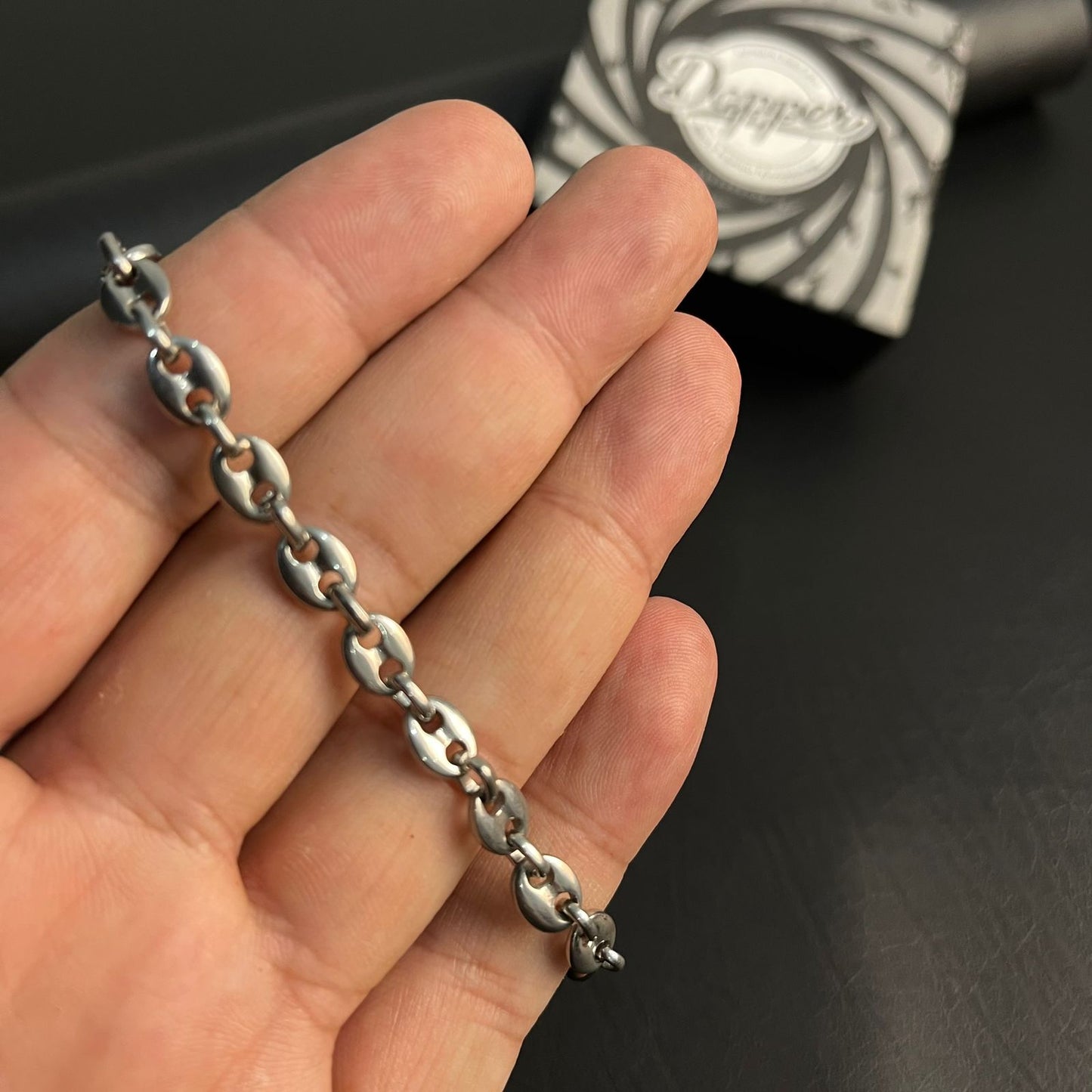 antique silver cofee beans link chain bracelet for men online in Pakistan