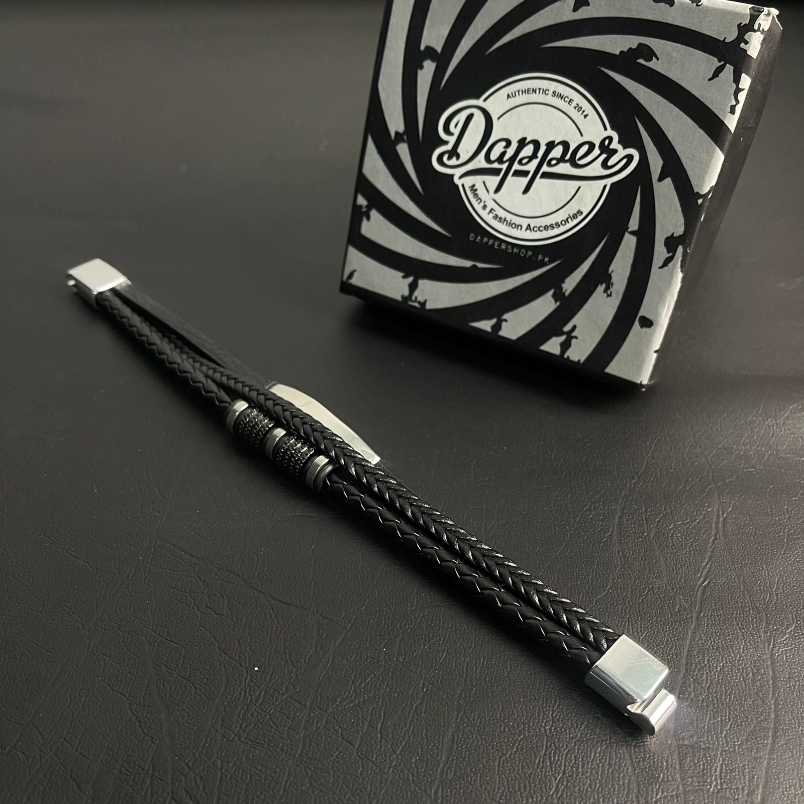 black braided leather bracelet for men In Pakistan