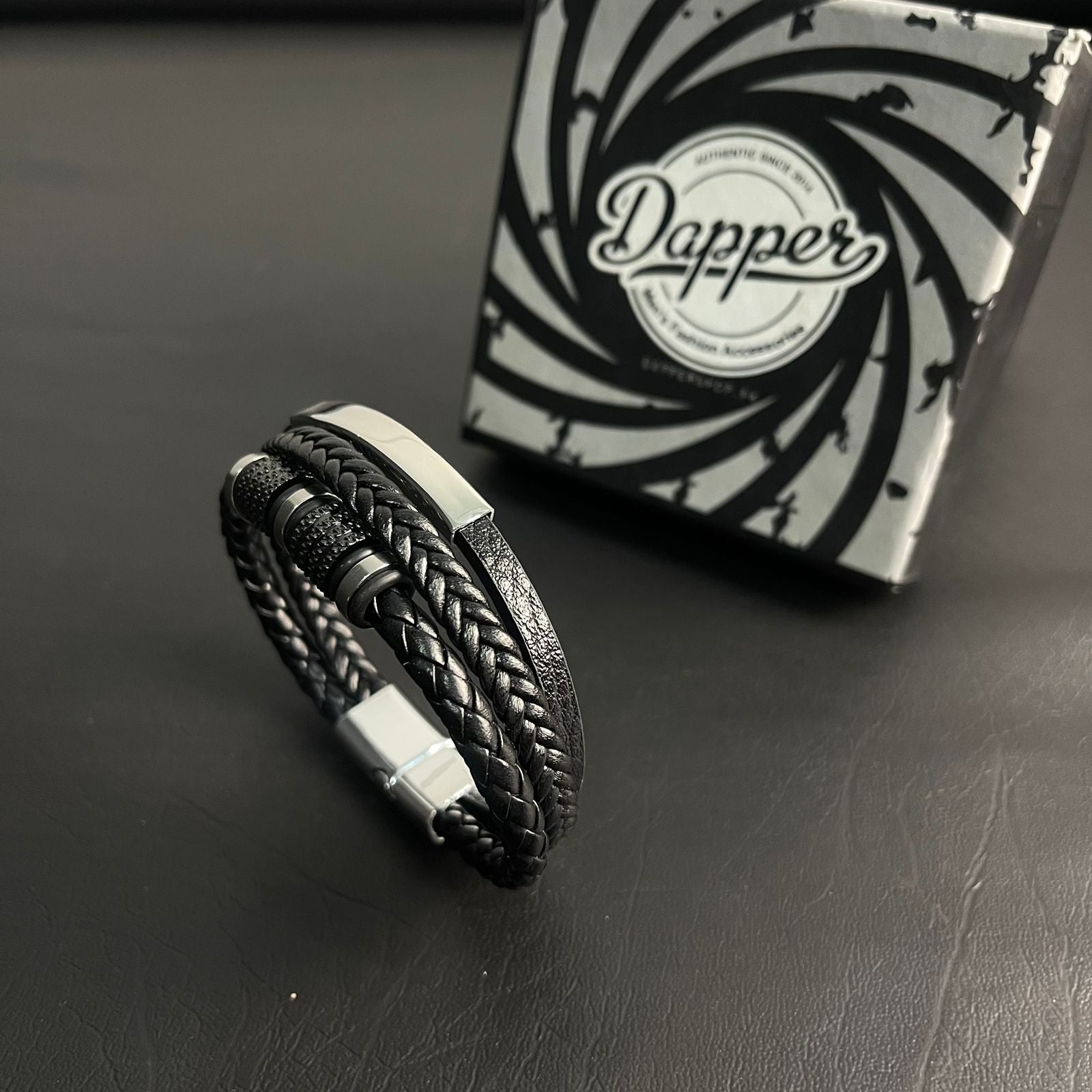 black braided leather bracelet for men In Pakistan