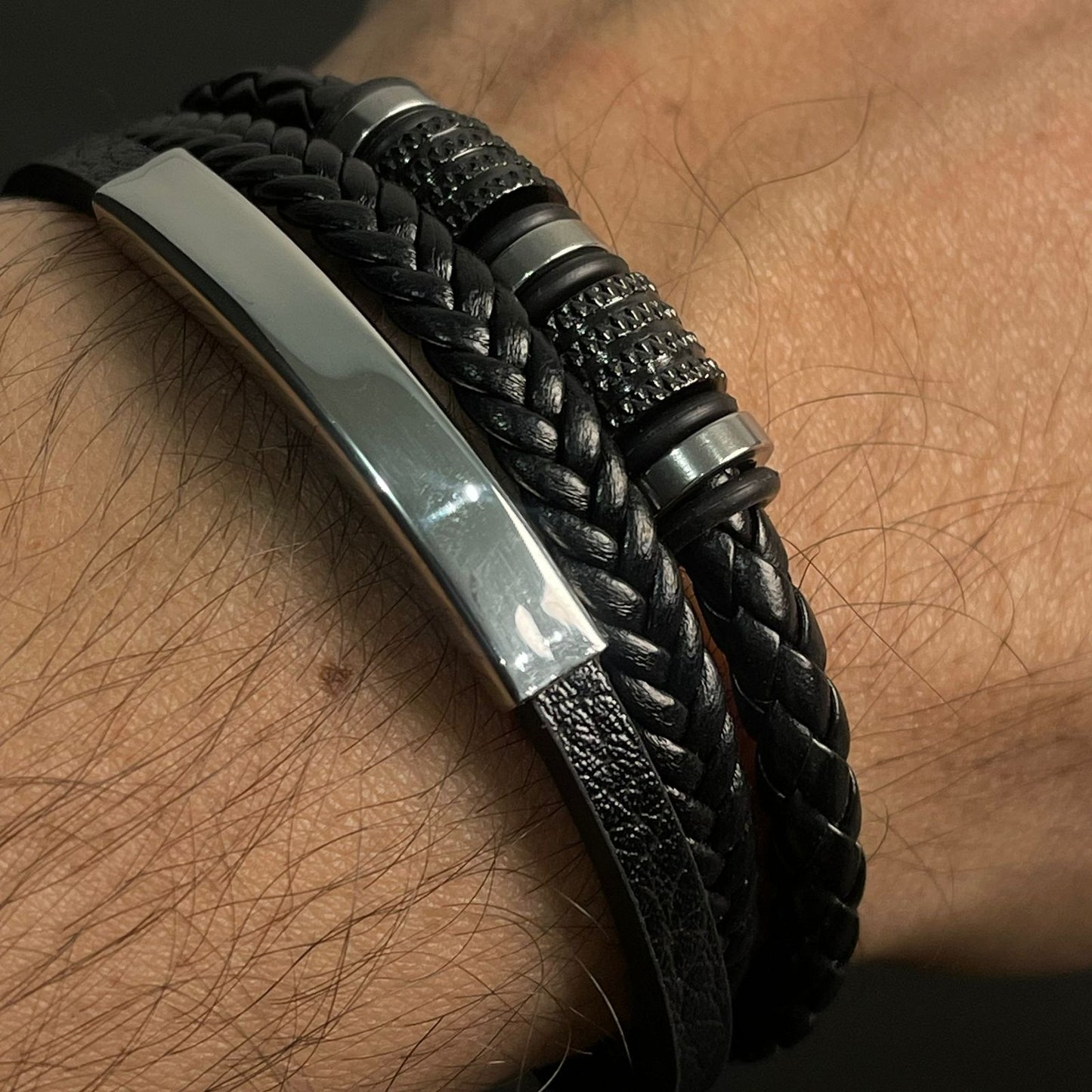 black braided leather bracelet for men In Pakistan