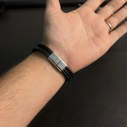 black braided leather bracelet for men In Pakistan