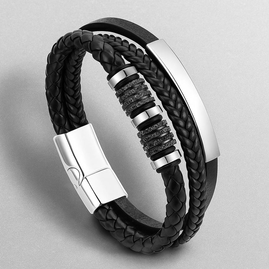 black braided leather bracelet for men In Pakistan