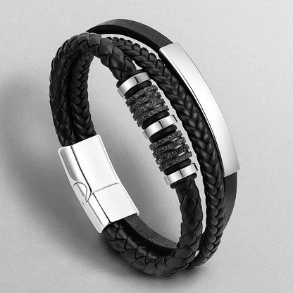 black braided leather bracelet for men In Pakistan