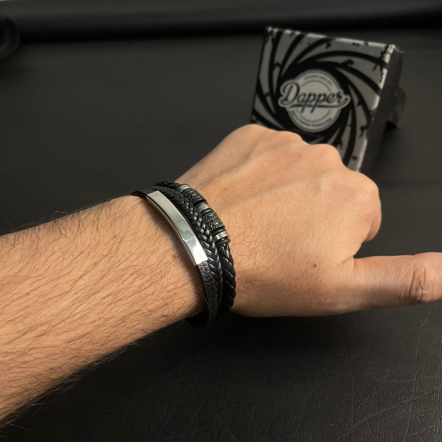 black braided leather bracelet for men In Pakistan