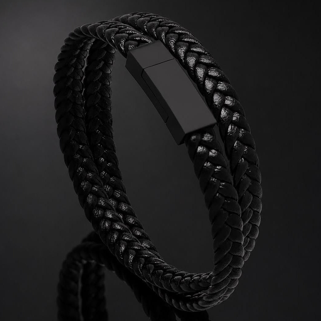 black braided leather bracelet for men in Pakistan