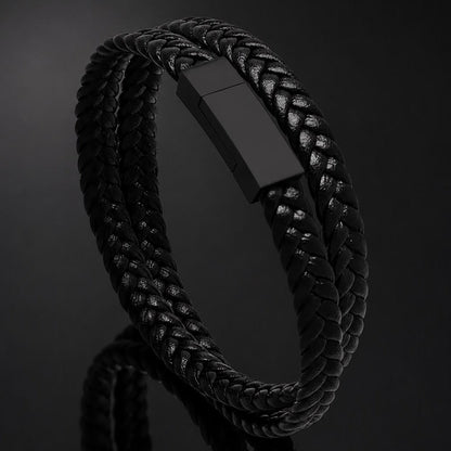black braided leather bracelet for men in Pakistan