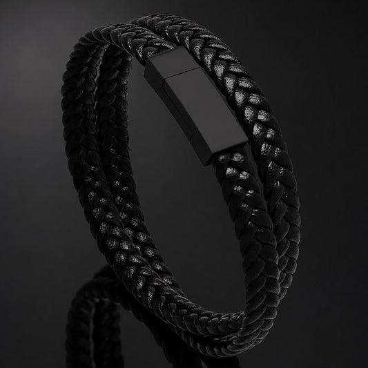 black braided leather bracelet for men in Pakistan