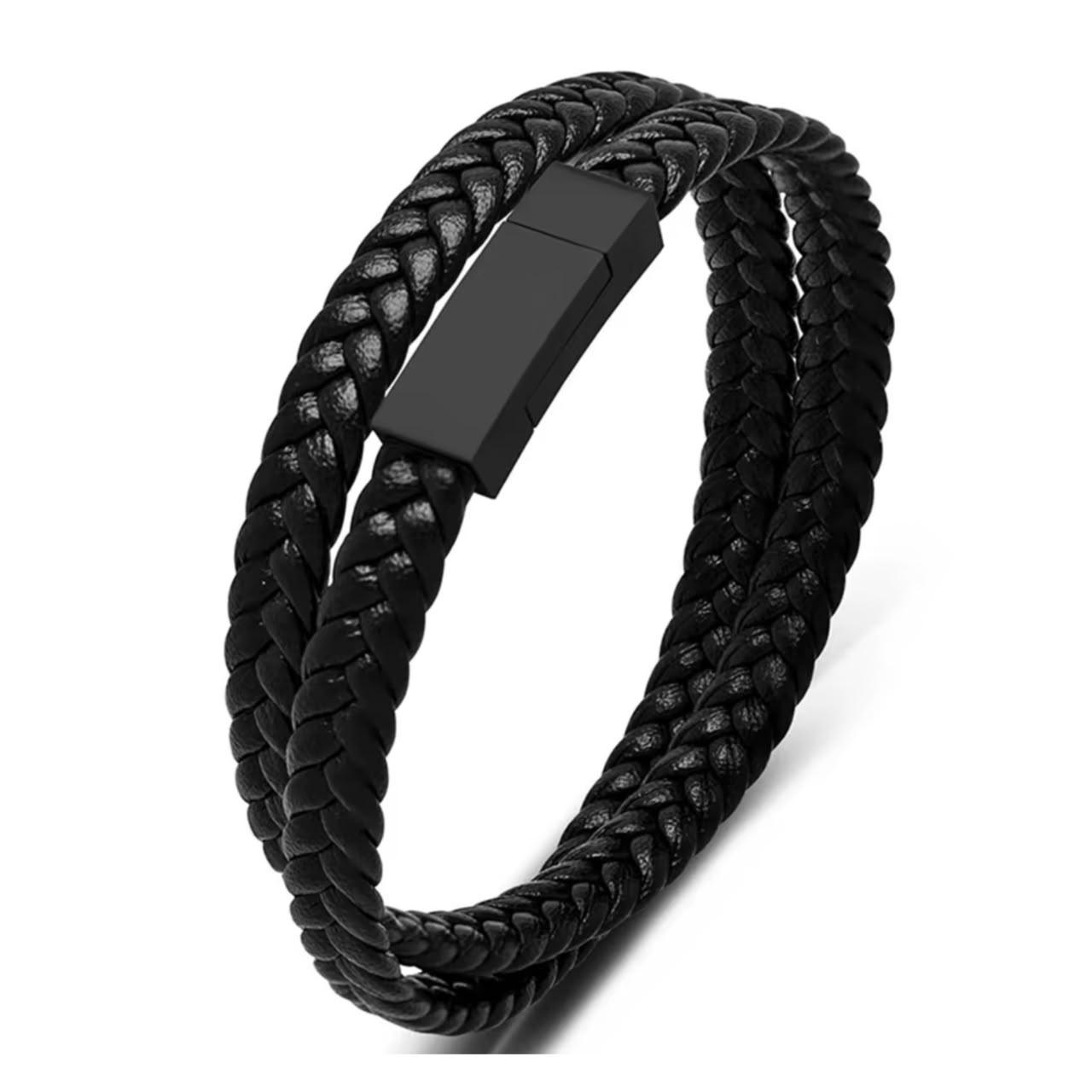 black braided leather bracelet for men in Pakistan