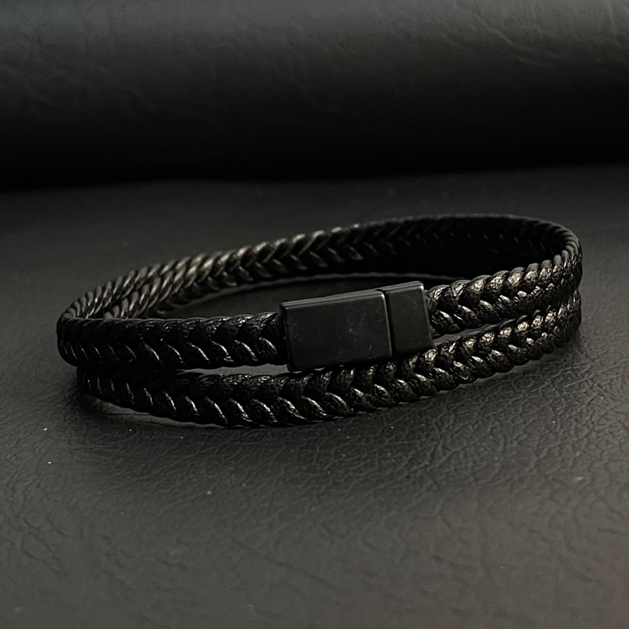black braided leather bracelet for men in Pakistan