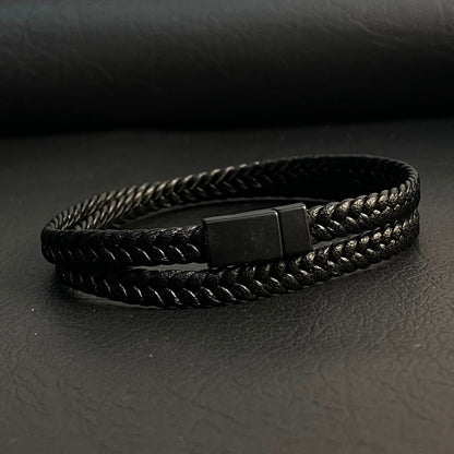 black braided leather bracelet for men in Pakistan