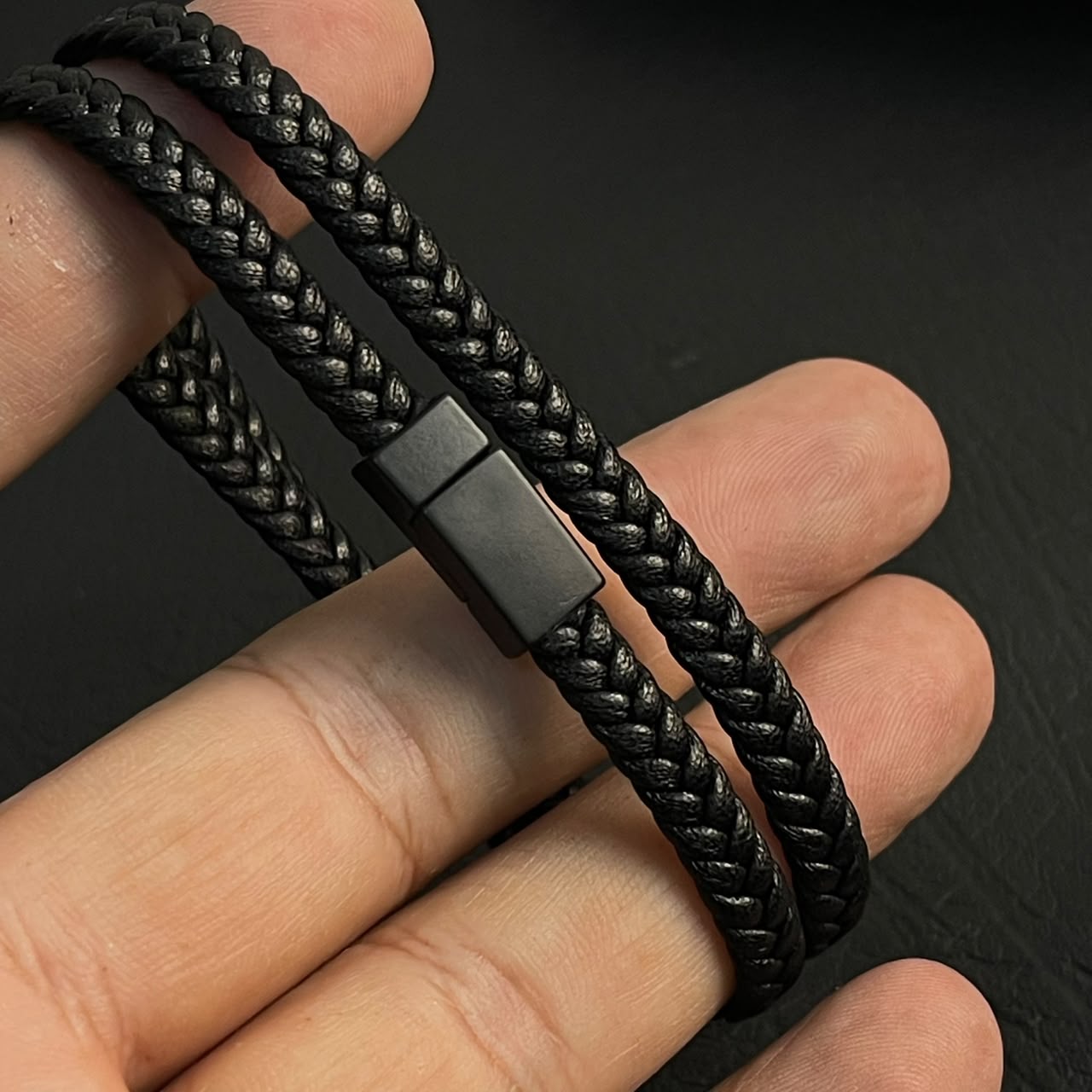 black braided leather bracelet for men in Pakistan