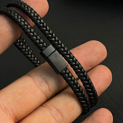 black braided leather bracelet for men in Pakistan