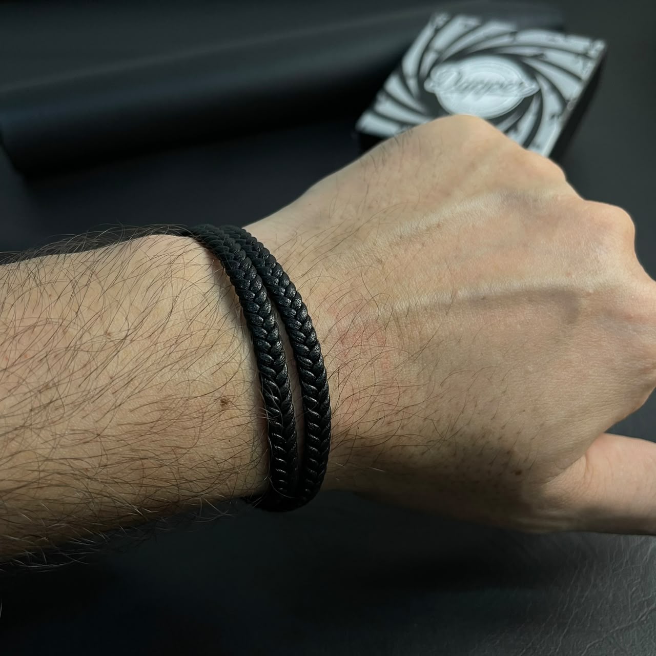 black braided leather bracelet for men in Pakistan