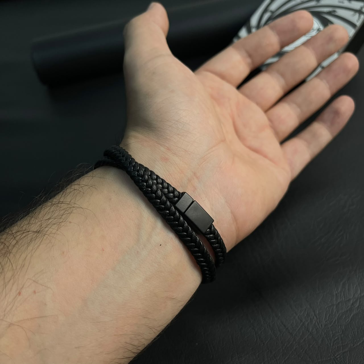 black braided leather bracelet for men in Pakistan