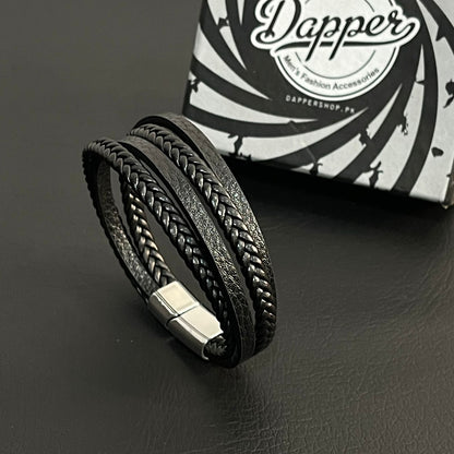 black braided leather bracelet for men online In Pakistan