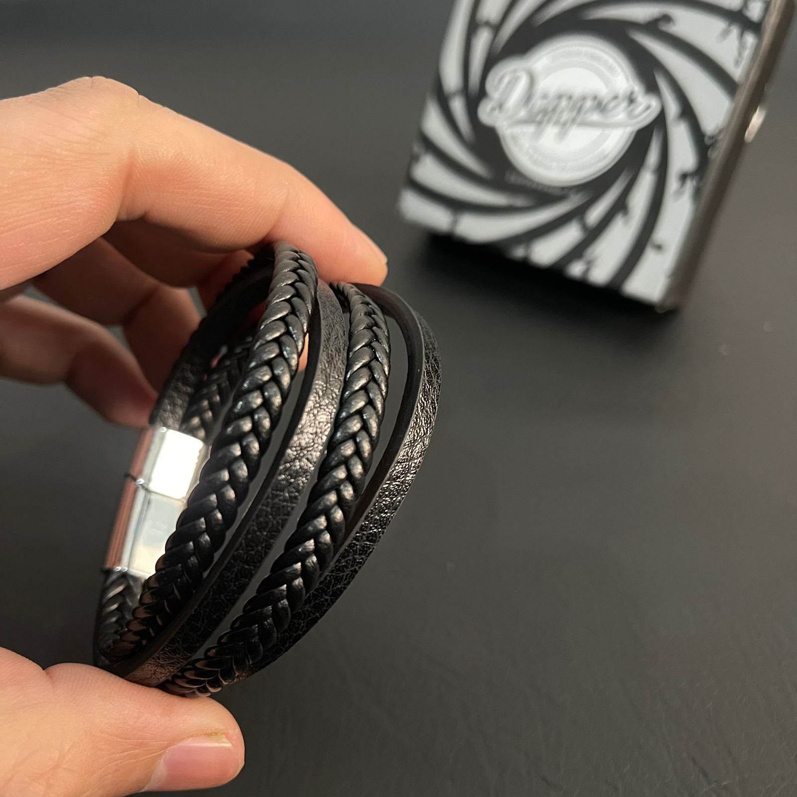 black braided leather bracelet for men online In Pakistan