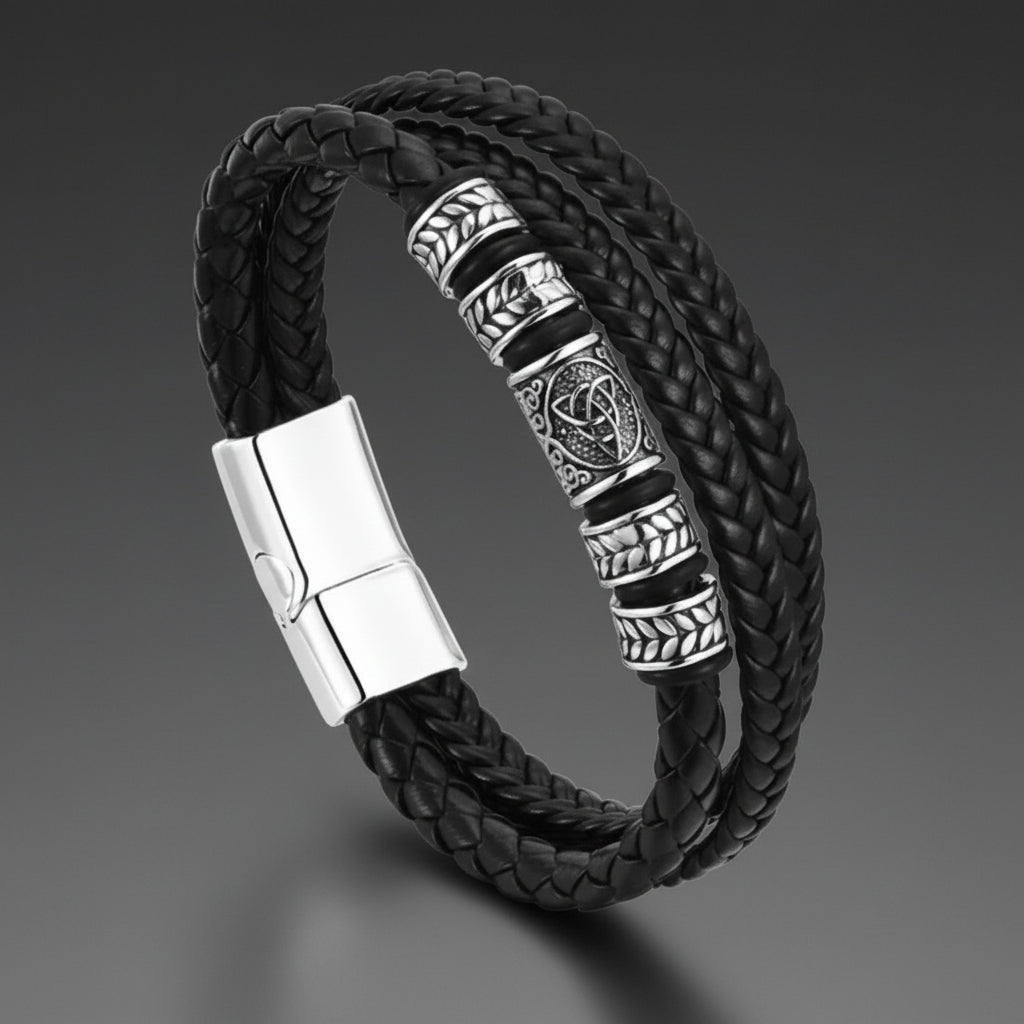 black crown leather bracelet for men online in pakistan