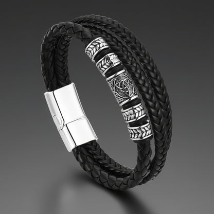 black crown leather bracelet for men online in pakistan