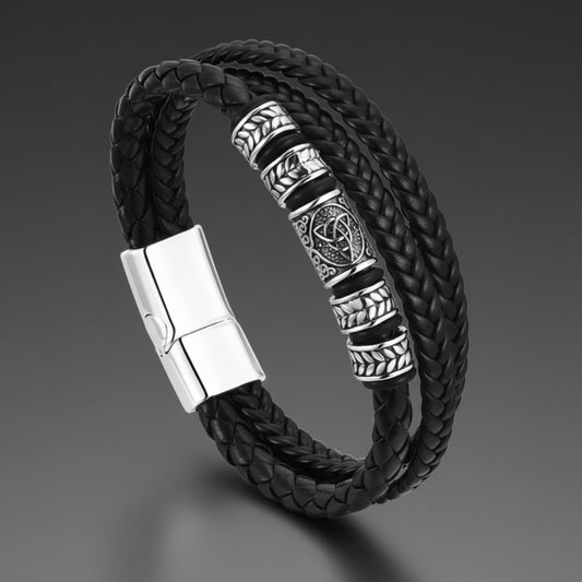 black crown leather bracelet for men online in pakistan
