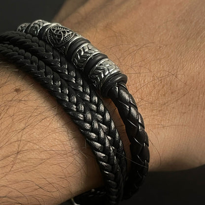 black crown leather bracelet for men online in pakistan
