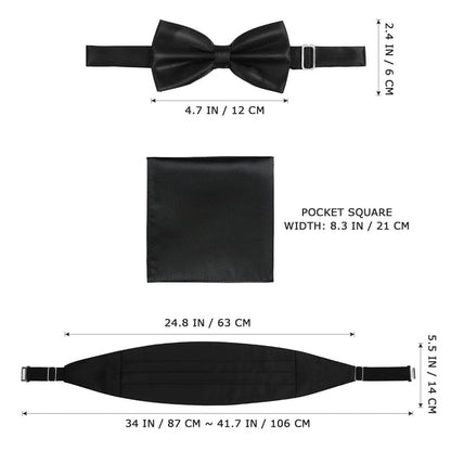 black cummerbund with bow tie and pocket square for texado online in pakistan