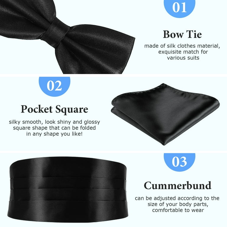 black cummerbund with bow tie and pocket square for texado online in pakistan