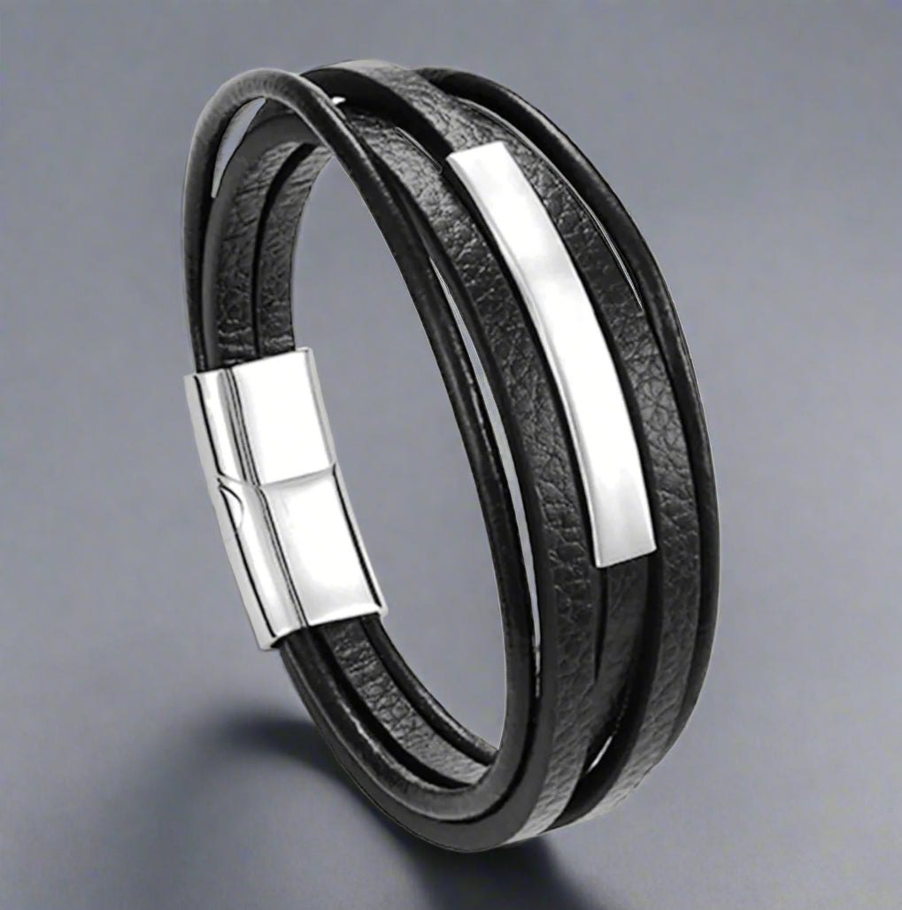 black leather bracelet for men Online In Pakistan