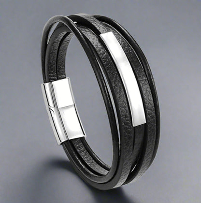 black leather bracelet for men Online In Pakistan