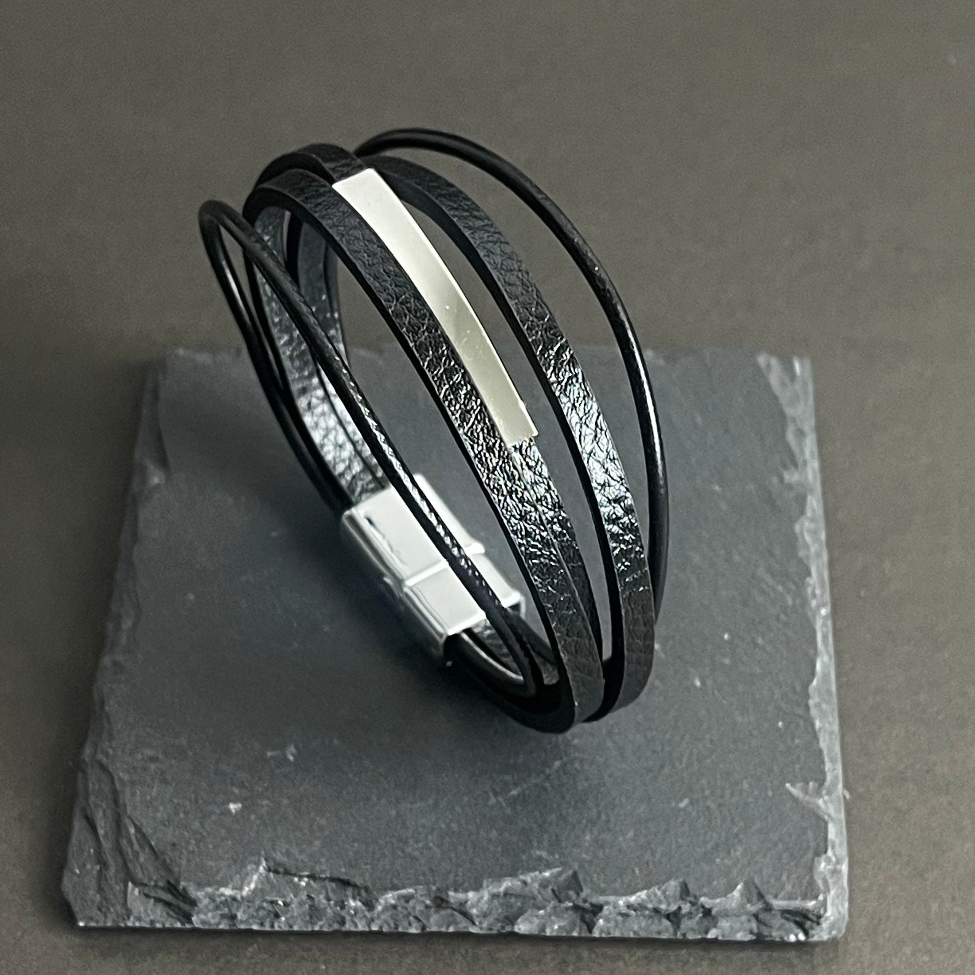 black pure leather bracelet for men Online In Pakistan