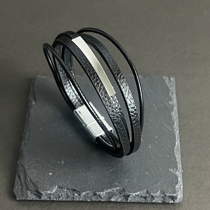 black pure leather bracelet for men Online In Pakistan