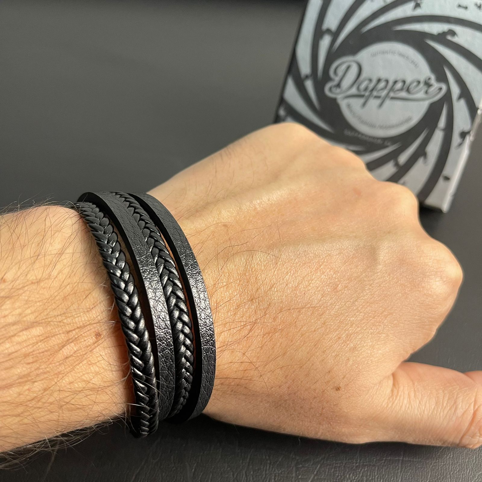mens black leather bracelet in Pakistan