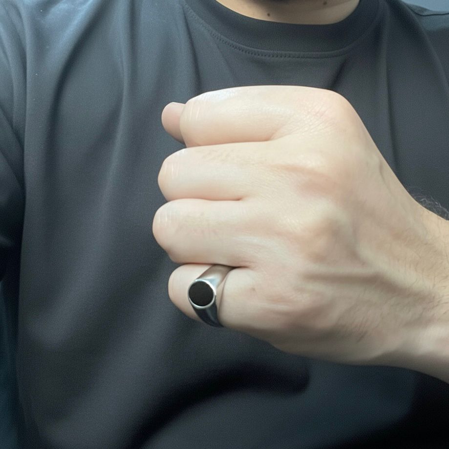 black onyx silver Turkish ring for men online in Pakistan