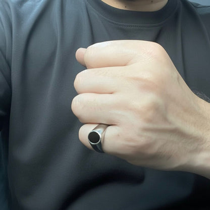 black onyx silver Turkish ring for men online in Pakistan