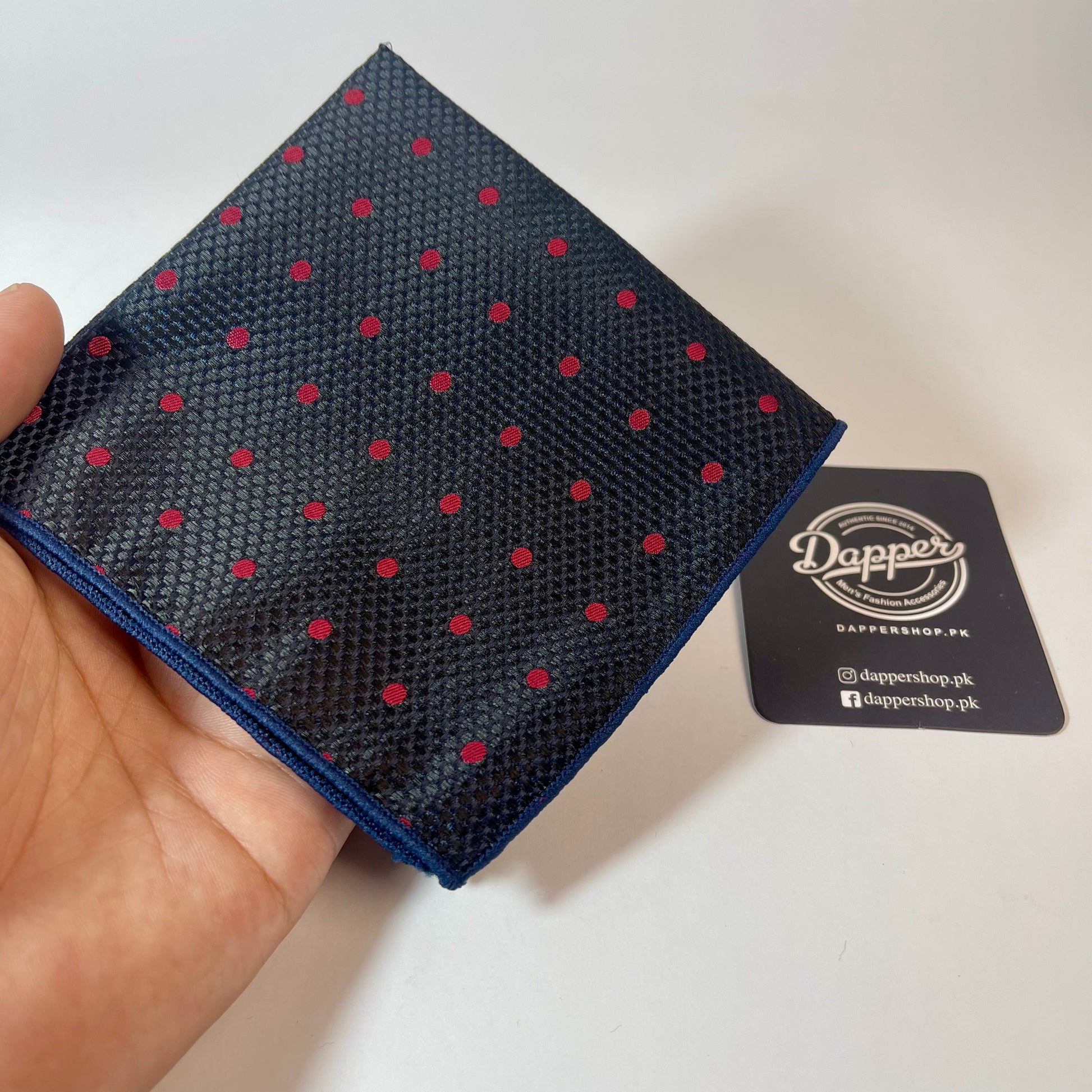 black polka dots pocket square handkerchief online in Pakistan
