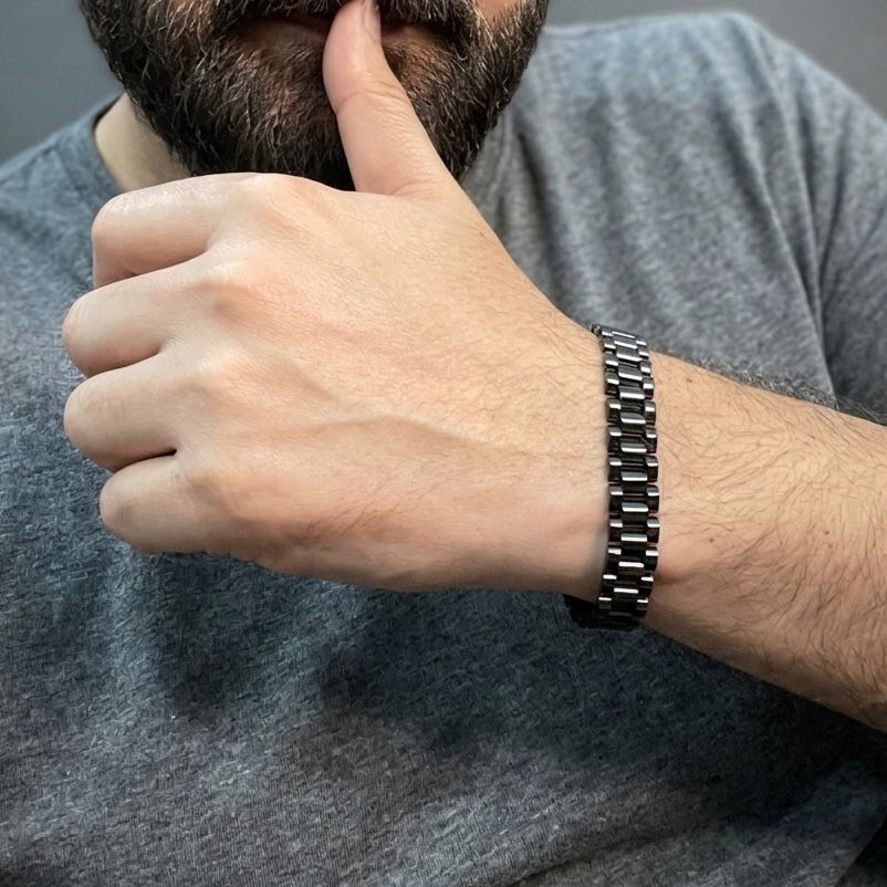 black rolex jubilee chain bracelet for men online in Pakistan