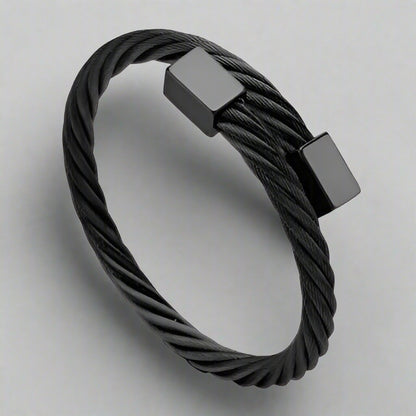 black stainless steel cable bracelet for men online in Pakistan