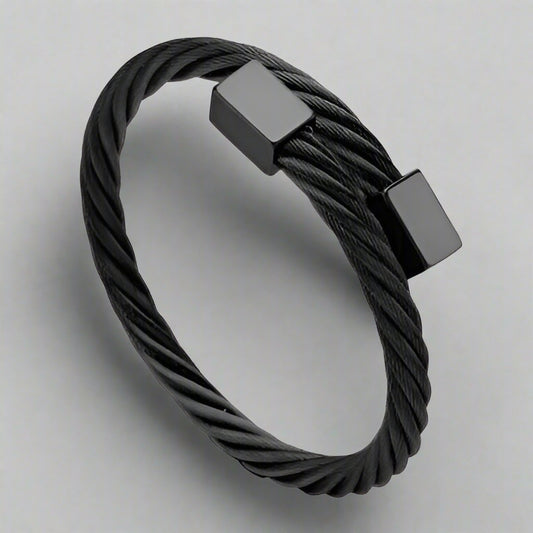 black stainless steel cable bracelet for men online in Pakistan