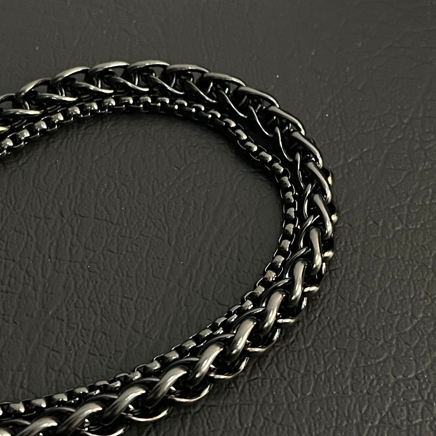 black stainless steel double chain bracelet for men in Pakistan