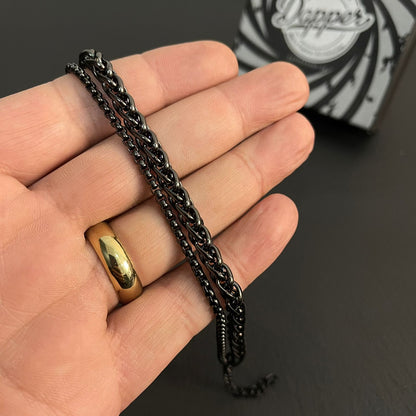 black stainless steel double chain bracelet for men in Pakistan