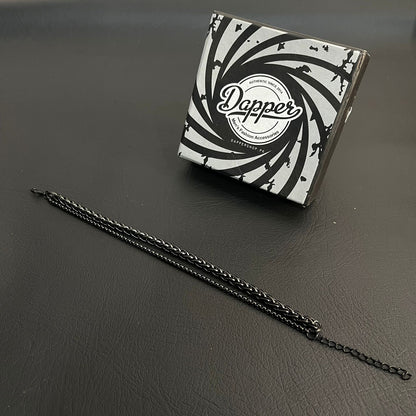 black stainless steel double chain bracelet for men in Pakistan
