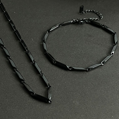 black steel neck chain and bracelet set for men online in Pakistan